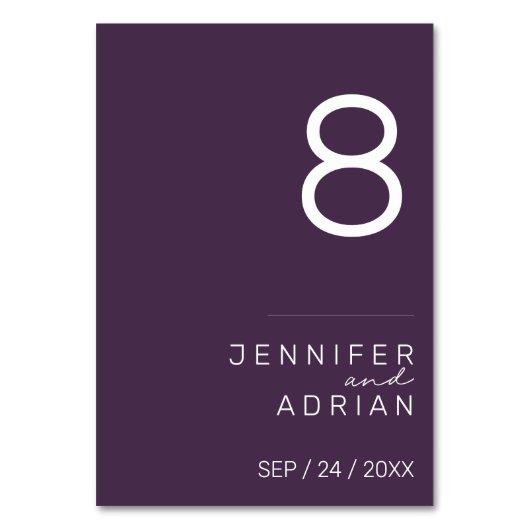 Minimalistische Trouwtafel Nummer -  Kaart (Voorkant)