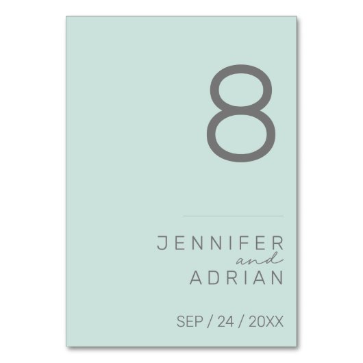 Minimalistische Trouwtafel Nummer -  Kaart (Voorkant)