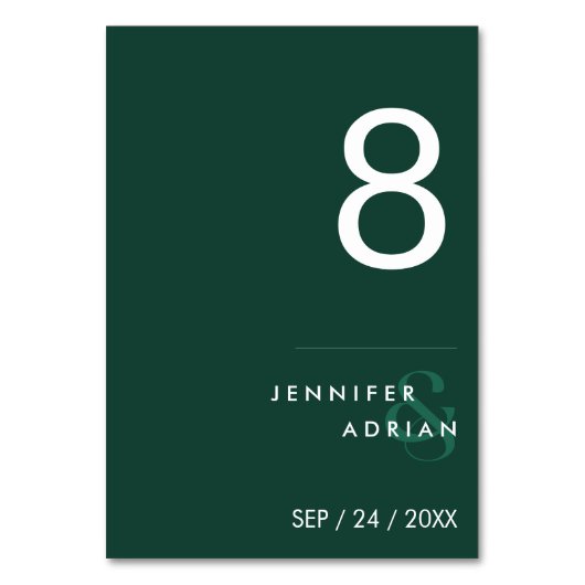 Minimalistische Trouwtafel Nummer -  Kaart (Voorkant)