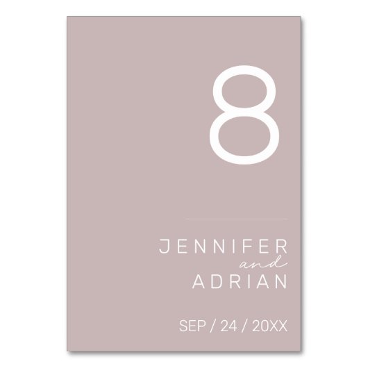 Minimalistische Trouwtafel Nummer -  Kaart (Voorkant)