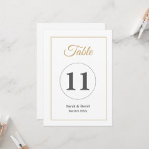 Minimalistische trouwtafel nummerkaart met gouden