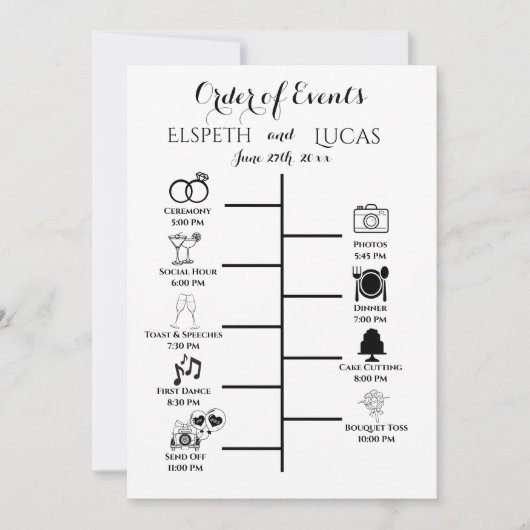 Minimalistische trouwtijdlijn invoegen | Aangepast Kaart (Voorkant)