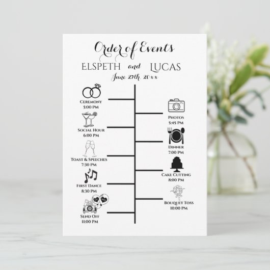 Minimalistische trouwtijdlijn invoegen | Aangepast Kaart (Staand voorkant)