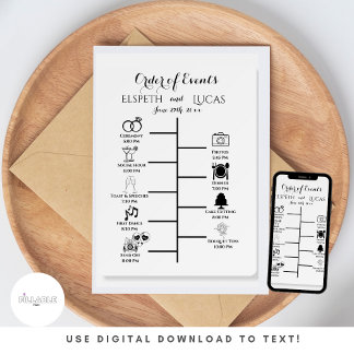 Minimalistische trouwtijdlijn invoegen | Aangepast Kaart