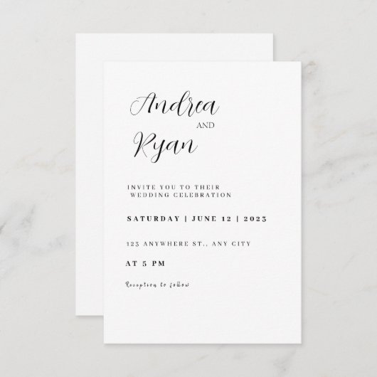 Minimalistische trouwuitnodiging (Voorkant / Achterkant)