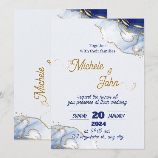 Minimalistische trouwuitnodiging kaart (Voorkant / Achterkant)