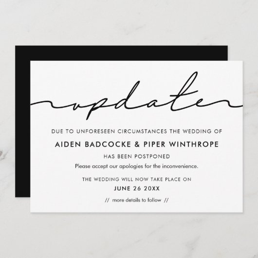 Minimalistische trouwupdate-aankondiging kaart (Voorkant / Achterkant)