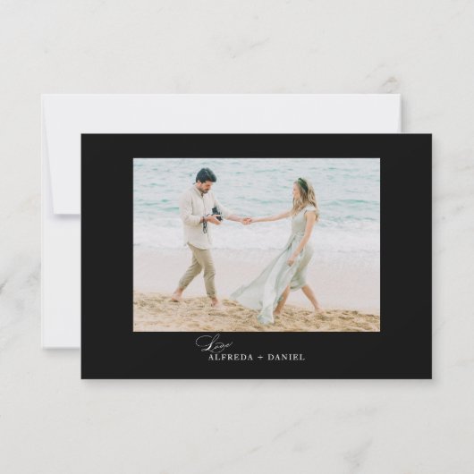 Minimalistische trouwwebsite QR-code RSVP Kaartje (Achterkant)