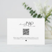 Minimalistische trouwwebsite QR-code RSVP Kaartje (Staand voorkant)