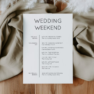 Minimalistische Trouwweekendkaart in Zwart & Wit Kaart