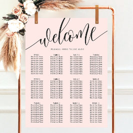 Minimalistische Trouwzaalstoelindeling Roze Poster