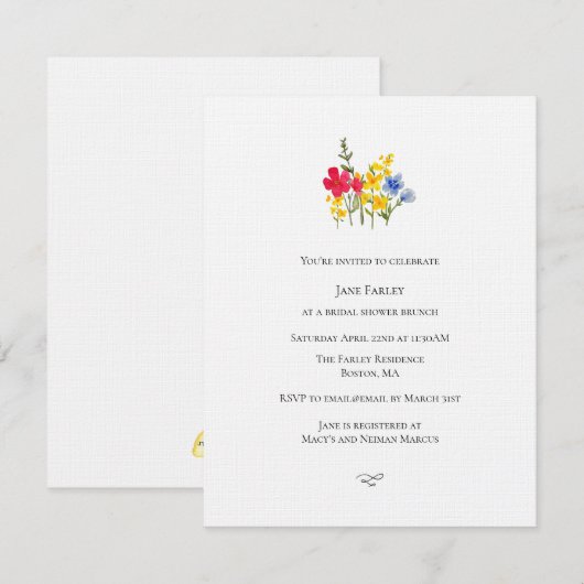 Minimalistische tuin bruids douche uitnodiging (Voorkant / Achterkant)