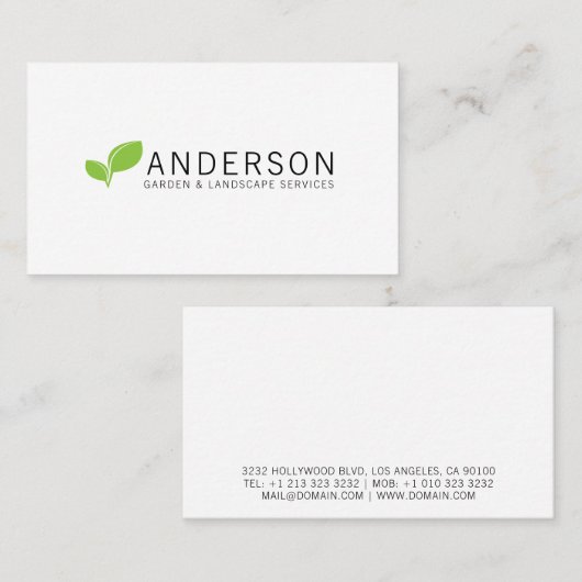 Minimalistische tuinlandschapsservice visitekaartje (Voorkant / Achterkant)