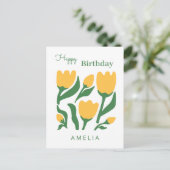 Minimalistische Tulp Bloem Verjaardag, Aangepaste  Briefkaart (Staand voorkant)