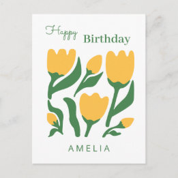 Minimalistische Tulp Bloem Verjaardag, Aangepaste Briefkaart