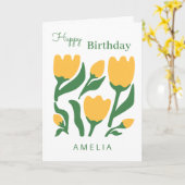 Minimalistische Tulp Bloem Verjaardag, Aangepaste Kaart (Gele Bloem)