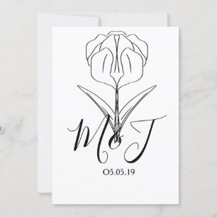 Minimalistische Tulp Florale Botanische Bruiloft Kaart