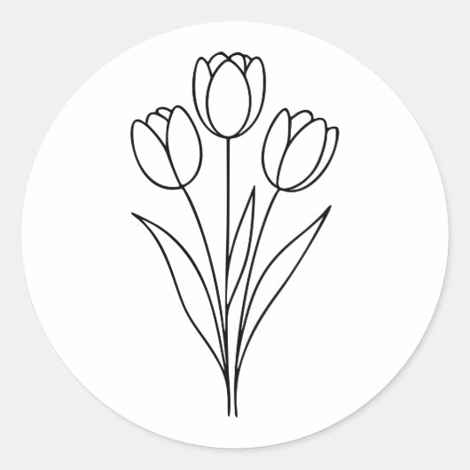 Minimalistische tulp lente bloem lijnkunst ronde sticker (Voorkant)