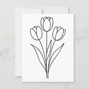 Minimalistische tulpen lente bloem lijn kunst briefkaart