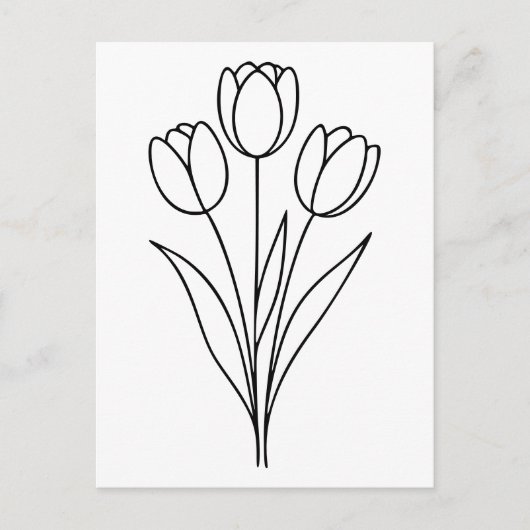 Minimalistische tulpen lente bloem lijn kunst briefkaart (Voorkant)