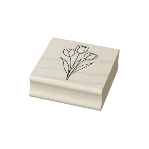 Minimalistische tulpen lente bloem lijnkunst rubberstempel