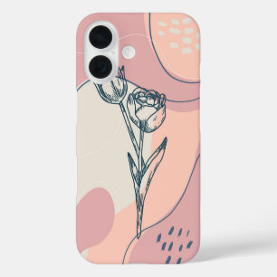 Minimalistische tulpenbloem iPhone 16 hoesje
