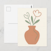 Minimalistische tulpenvaas lijnkunst briefkaart (Voorkant / Achterkant)