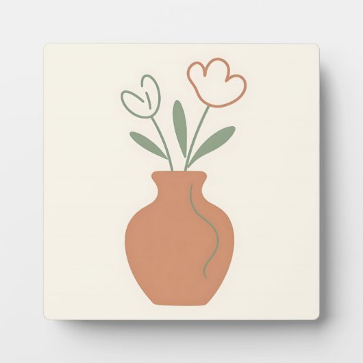Minimalistische tulpenvaas lijnkunst fotoplaat (Voorkant)