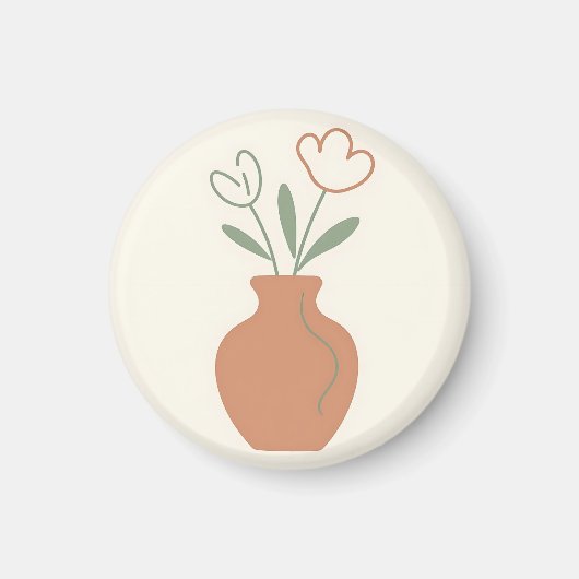 Minimalistische tulpenvaas lijnkunst magneet (Voorkant)