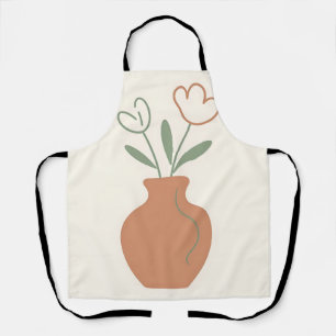 Minimalistische tulpenvaas lijnkunst schort