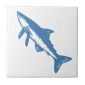 Minimalistische Tuna Fish Line Art Blue Outline Co Tegeltje (Voorkant)