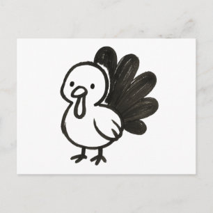 Minimalistische Turkije – Speelse Ink Bird Design  Briefkaart