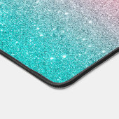 Minimalistische turkoois en roze glitter gradiënt bureaumat (Hoek)