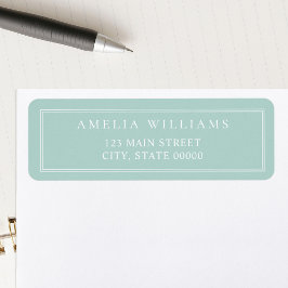 Minimalistische turquoise dubbele rand retouradres etiket