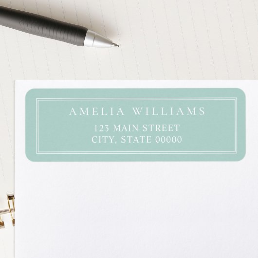 Minimalistische turquoise dubbele rand retouradres etiket