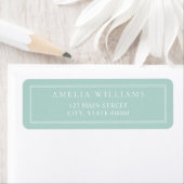 Minimalistische turquoise dubbele rand retouradres etiket (Insitu)
