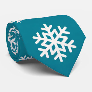 Minimalistische Turquoise en Witte Sneeuwvlokken K Stropdas