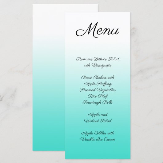 Minimalistische Turquoise Gradiënt Menu (Voorkant / Achterkant)