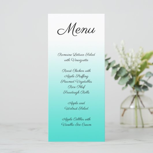 Minimalistische Turquoise Gradiënt Menu (Staand voorkant)