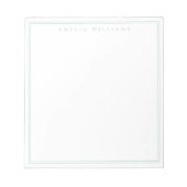 Minimalistische Turquoise Monogram Twee Rand Notitieblok (Voorkant)