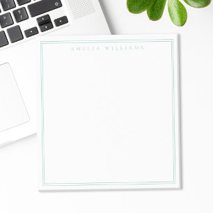 Minimalistische Turquoise Monogram Twee Rand Notitieblok