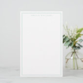 Minimalistische Turquoise Monogram Twee Randen Briefpapier (Staand voorkant)