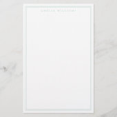 Minimalistische Turquoise Monogram Twee Randen Briefpapier (Voorkant)