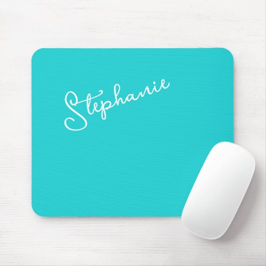 Minimalistische Turquoise Persoonlijke Script Naam Muismat (Met muis)