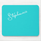 Minimalistische Turquoise Persoonlijke Script Naam Muismat (Voorkant)