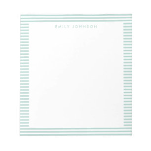 Minimalistische Turquoise Strepen Monogram Notitieblok
