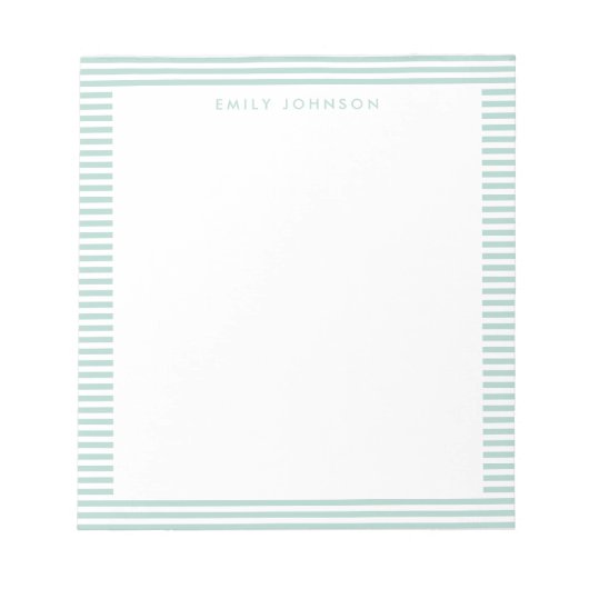 Minimalistische Turquoise Strepen Monogram Notitieblok (Voorkant)