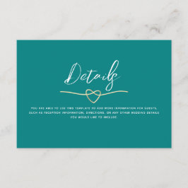 Minimalistische Turquoise Trouwdetails Informatiekaartje