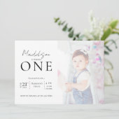 Minimalistische twee foto baby eerste verjaardagsf (Staand voorkant)