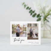 Minimalistische twee foto bruiloft dank u Briefkaa Briefkaart (Staand voorkant)